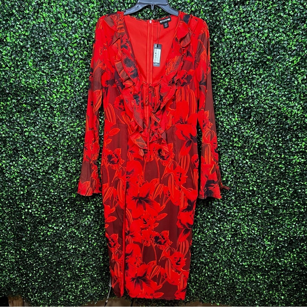 PRETTY LITTLE THING | Floral Chiffon Midi Dress - Picture 4 of 12